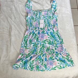 Lilly Pulitzer Floral Kids Dress in Green and Pink size xl